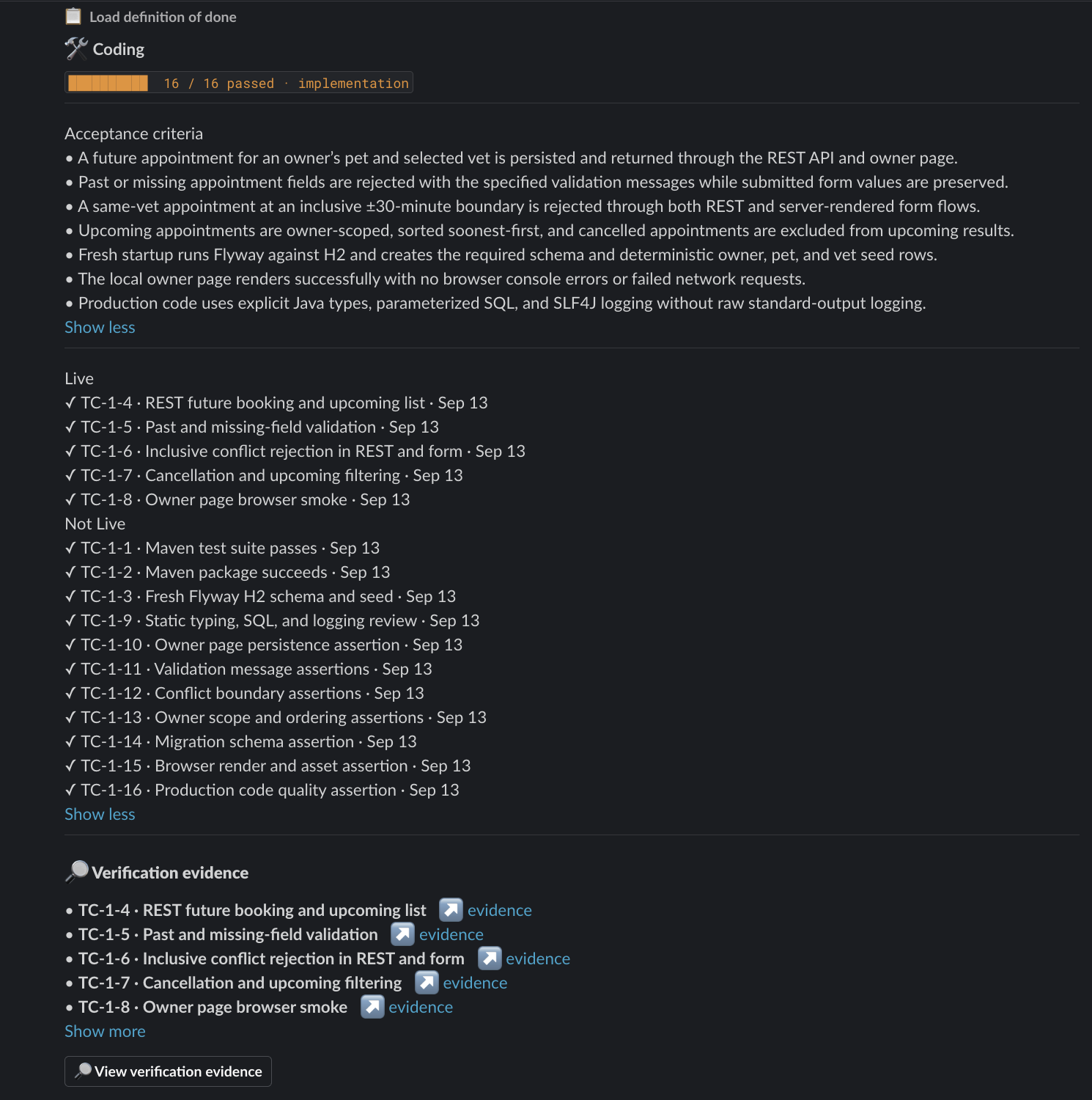 Build + DoD evidence